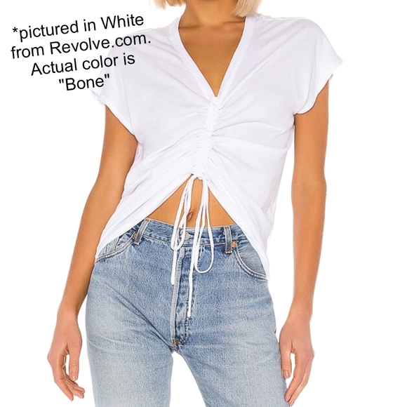 NWT Bobi Los Angeles Lightweight Jersey V-Neck Ruched Tee - Picture 9 of 9